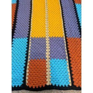Crochet  Blanket/Throw Colorful Handmade Granny Square Vintage